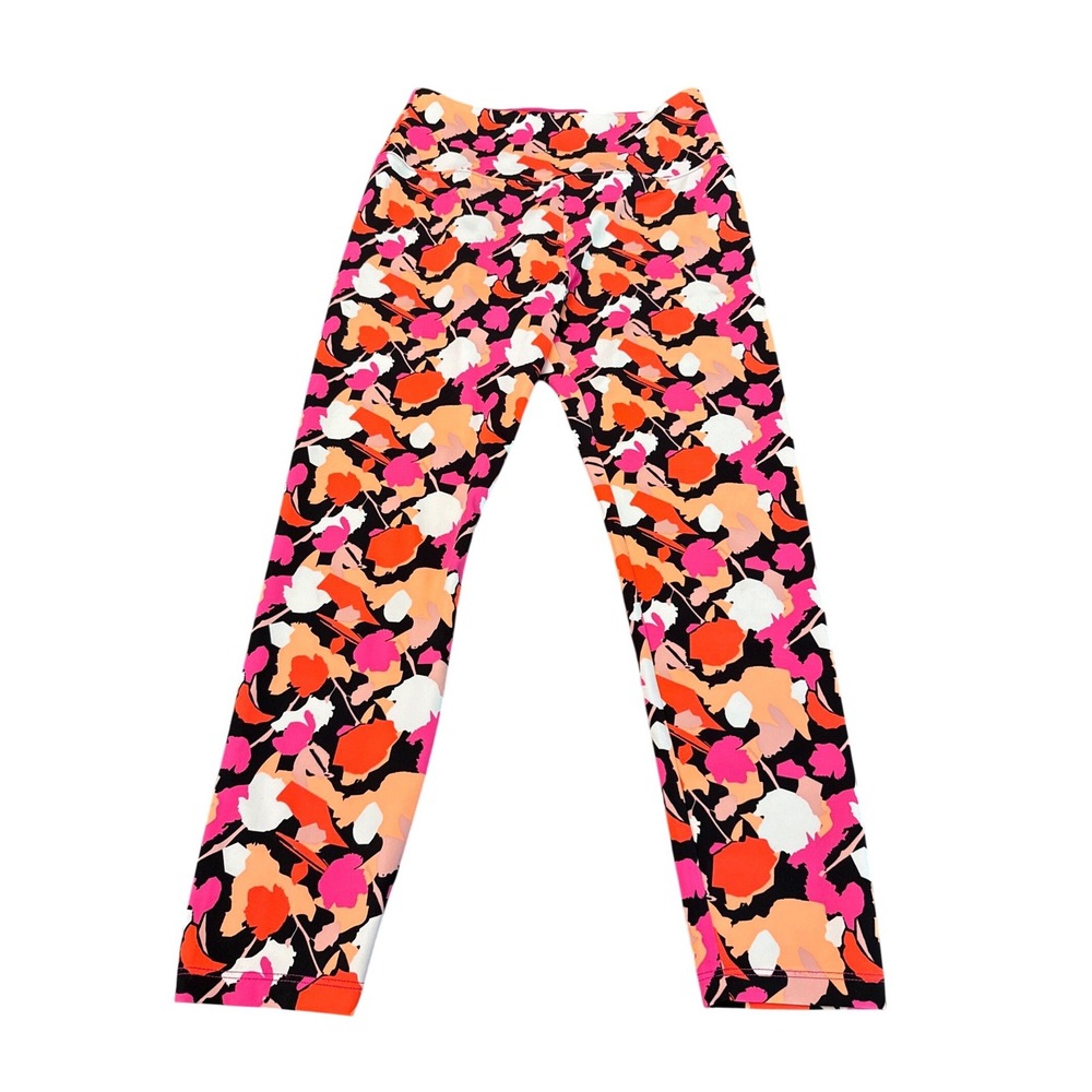 Lou & Grey Form Pink Orange Floral High Rise 7/8 Leggings Womens Medium